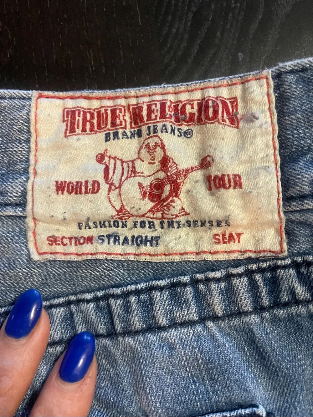 True Religion Light Blue Denim Jeans distressed size 44